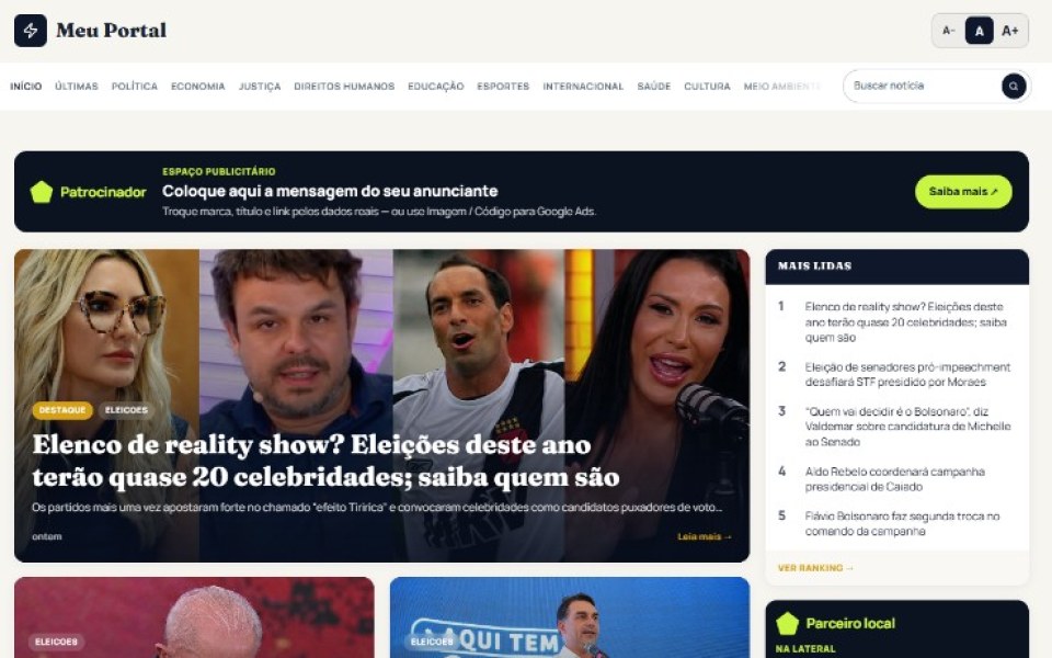 Prévia de um portal de notícias no tema clássico
